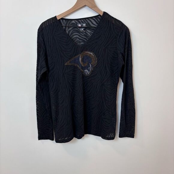 NFL Women’s Long Sleeve Burn Out La Rams Jeweled Logo XL - Picture 1 of 10